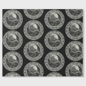 Graphic Art Raven Bird Black Gray White Geschenkpapier (Flach)