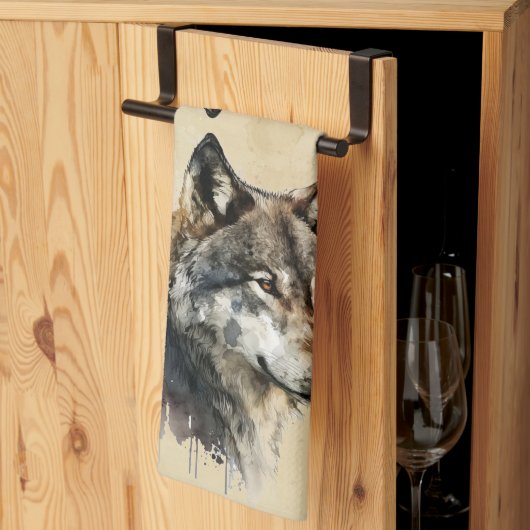 Graphic Art Wolf Wild Animal Nature Wildlife Art Geschirrtuch (Drittel gefaltet)