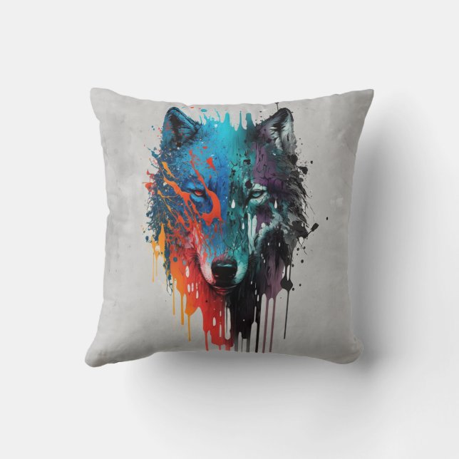 Graphic Art Wolf Wolves Animal Nature Wildlife Kissen (Rückseite)