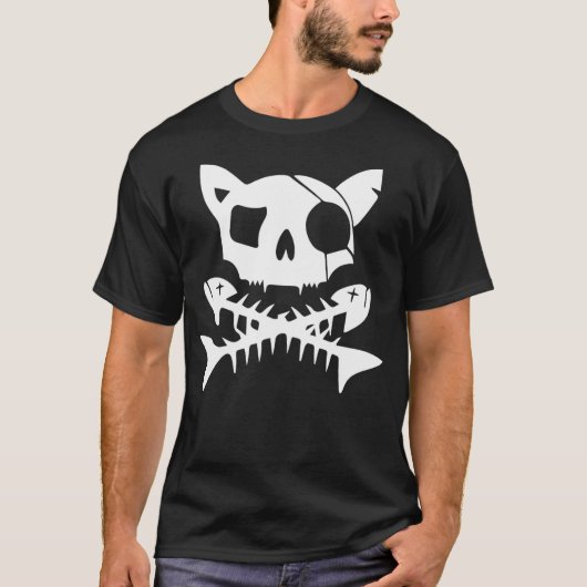 Graphic Arts Cat Pirates Halloween Scary Skull And T-Shirt (Vorderseite)