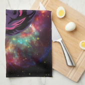 Graphic Artwork, Lila kosmischer Wolf Geschirrtuch (Viertel Falte)