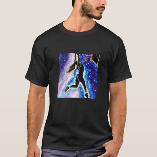 Graphic Basketball Space Basketball Vintage Retro T-Shirt (Vorderseite)