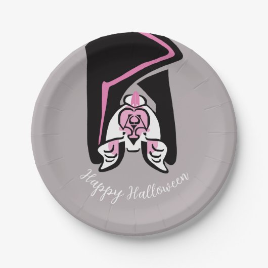 Graphic Black BAT - Happy Halloween - Party Pappteller (Vorderseite)
