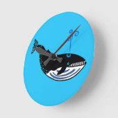 Graphic Blue WHALE - Ocean blue - Wildlife Runde Wanduhr (Winkel)