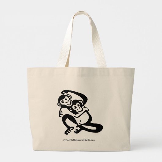 Graphic BONOBO - Schimpanse - Primat - Jumbo Stoffbeutel (Rückseite)