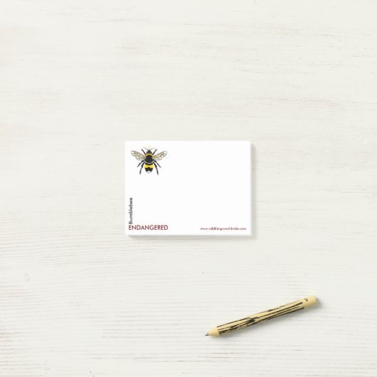 Graphic BUMBLE BEE - Gefährdete Insekten - Hinweis Post-it Klebezettel (Auf Schreibtisch)
