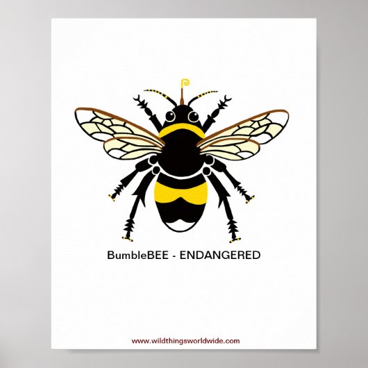 Graphic BUMBLE Bee - gefährdete Natur - Wildtiere Poster (Vorne)
