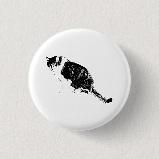 Graphic Cat Pin Adds Edge to Apparel Button (Vorderseite)