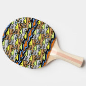 Graphic Cats and Fish Cartoon Ping Pong Paddle Tischtennis Schläger (Seitenansicht)