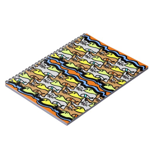 Graphic Cats and Fish Cartoon Spiral Notebook Notizblock (Linke Seite)