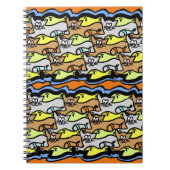 Graphic Cats and Fish Cartoon Spiral Notebook Notizblock (Vorderseite)