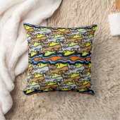 Graphic Cats and Fish Cartoon Throw Kissen (Decke)