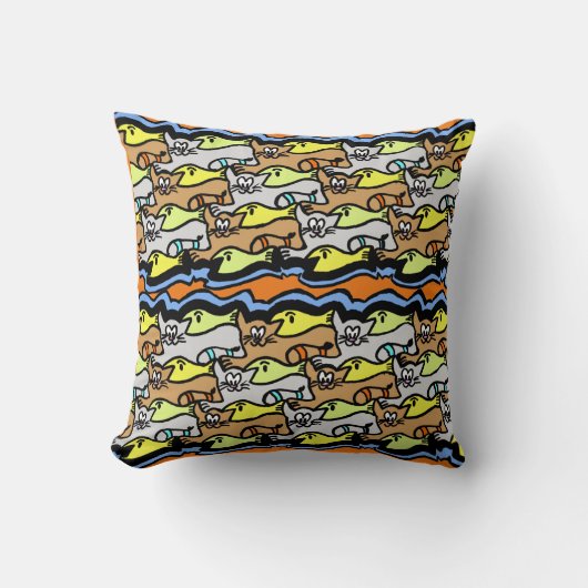 Graphic Cats and Fish Cartoon Throw Kissen (Vorderseite)