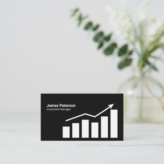 Graphic Chart | Erhöhung | Schwarz Visitenkarte (Stehend Vorderseite)