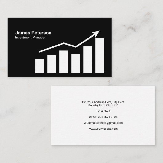 Graphic Chart | Erhöhung | Schwarz Visitenkarte (Vorne/Hinten)