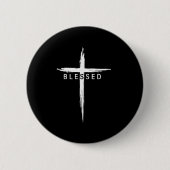Graphic Christian Cross Jesus Christ Men Women Ble Button (Vorderseite)
