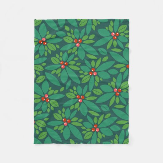 Graphic Christmas Holly Fleecedecke (Vorderseite)