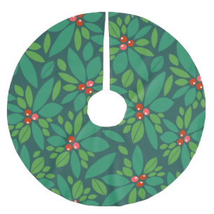 Graphic Christmas Holly Polyester Weihnachtsbaumdecke