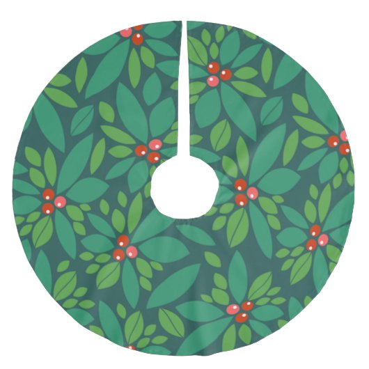 Graphic Christmas Holly Polyester Weihnachtsbaumdecke (Vorderseite)
