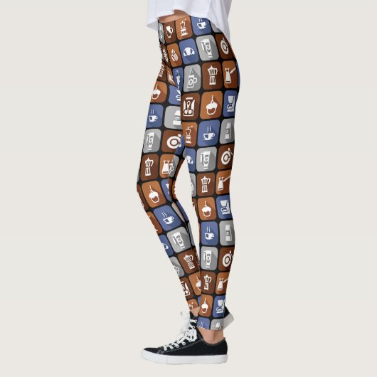 Graphic Coffee Icons Leggings (Links)