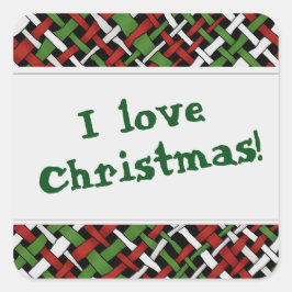 Graphic Colorful Woven Christmas Burlap beliebigen Quadratischer Aufkleber