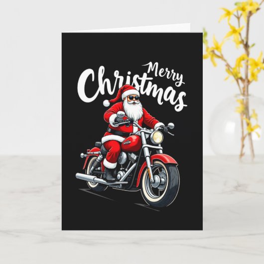 Graphic Cool Santa on Chopper Frohe Weihnachtskart Karte (Gelbe Blume)