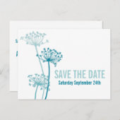 Graphic cows Petersiy Blume Save the Date aquamari Ankündigungspostkarte (Vorne/Hinten)