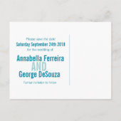 Graphic cows Petersiy Blume Save the Date aquamari Ankündigungspostkarte (Rückseite)