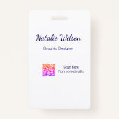 Graphic designer name scan QR code details profess Ausweis (Rückseite)