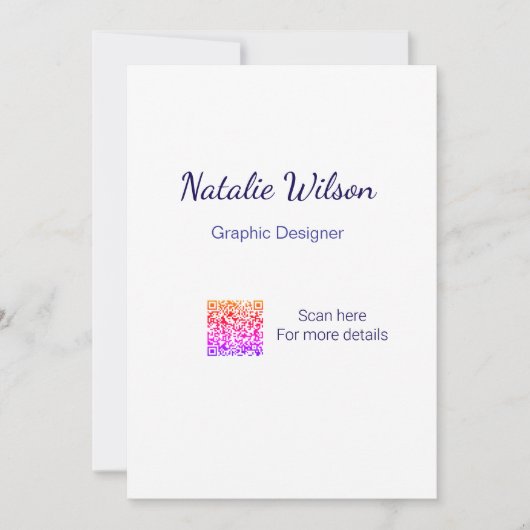 Graphic designer name scan QR code details profess Einladung (Vorderseite)