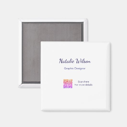Graphic designer name scan QR code details profess Magnet (Vorderseite/Rückseite)