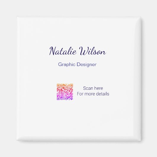 Graphic designer name scan QR code details profess Magnet (Vorne)