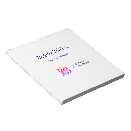 Graphic designer name scan QR code details profess Notizblock (angewinkelt)