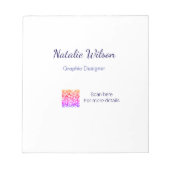 Graphic designer name scan QR code details profess Notizblock (Vorderseite)