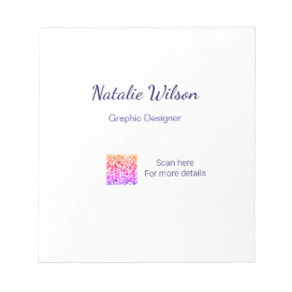 Graphic designer name scan QR code details profess Notizblock