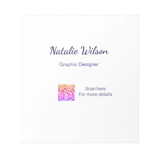 Graphic designer name scan QR code details profess Notizblock (Vorderseite)