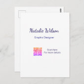 Graphic designer name scan QR code details profess Postkarte (Vorne/Hinten)