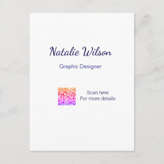 Graphic designer name scan QR code details profess Postkarte