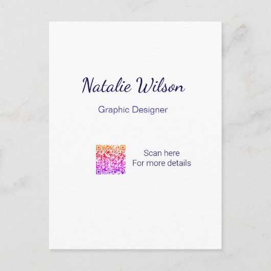 Graphic designer name scan QR code details profess Postkarte (Vorderseite)