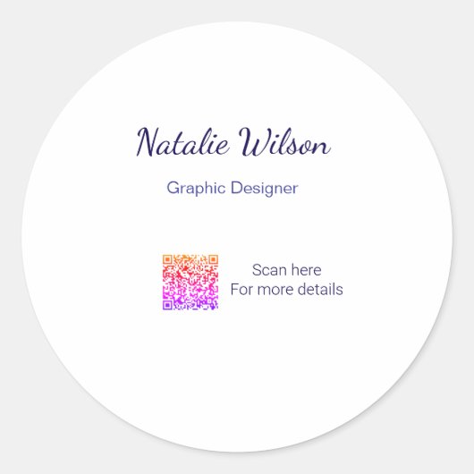 Graphic designer name scan QR code details profess Runder Aufkleber (Vorderseite)