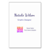 Graphic designer name scan QR code details profess Tischnummer (Vorderseite)