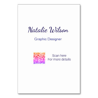 Graphic designer name scan QR code details profess Tischnummer