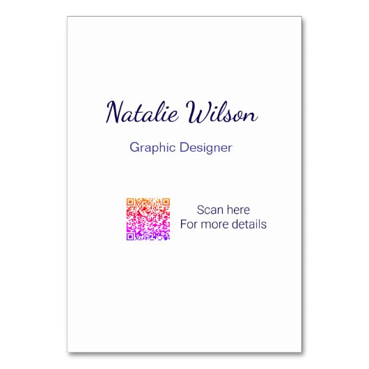 Graphic designer name scan QR code details profess Tischnummer (Vorderseite)