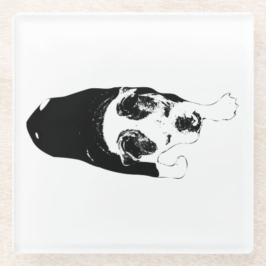 Graphic Dog Stride erhellt Tischversammlungen Glasuntersetzer (Vorderseite)