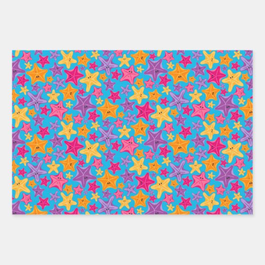 Graphic Dolphin Starfish Bold Under the Sea Geschenkpapier Set (Vorderseite)