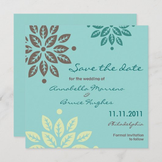 Graphic Floral Save the Date (Vorne/Hinten)