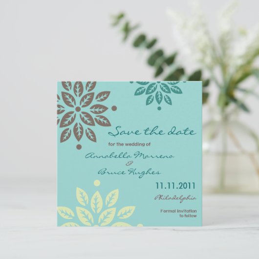 Graphic Floral Save the Date (Stehend Vorderseite)