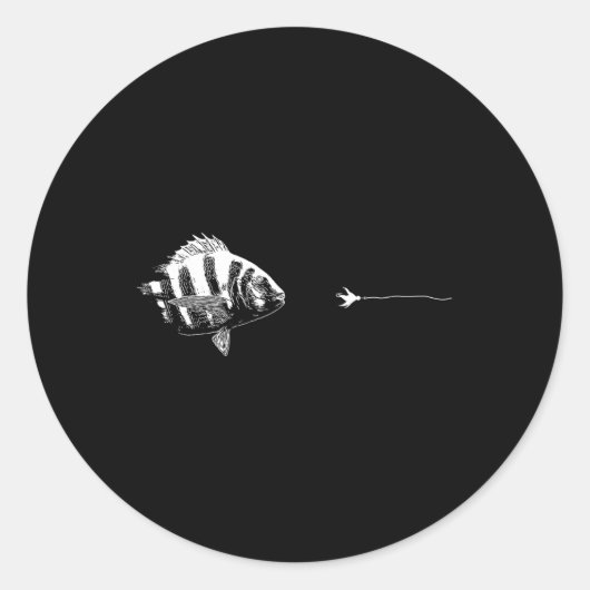 Graphic Fly Fishing Hook Line - Fish Sheepshead Runder Aufkleber (Vorderseite)