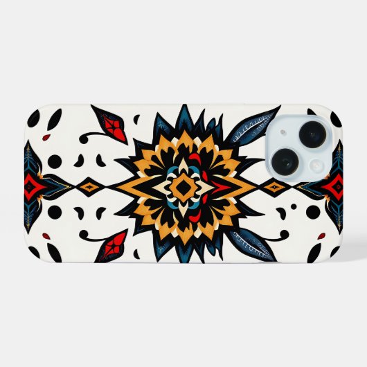 Graphic Folk Art Starburst Phone Case iPhone 15 Hülle (Rückseite (Horizontal))