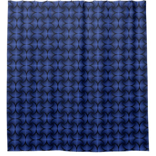 Graphic Geometric 3D Scallop Fan Blue Duschvorhang (Vorderseite)